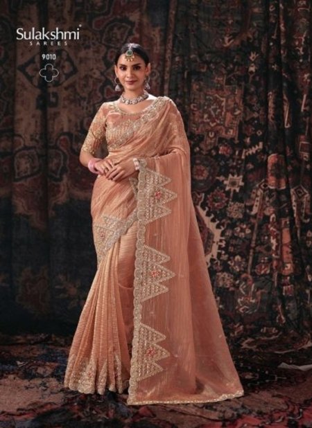 Peach Colour Isha By Sulakshmi Salsa Fabric Designer Saree 9010